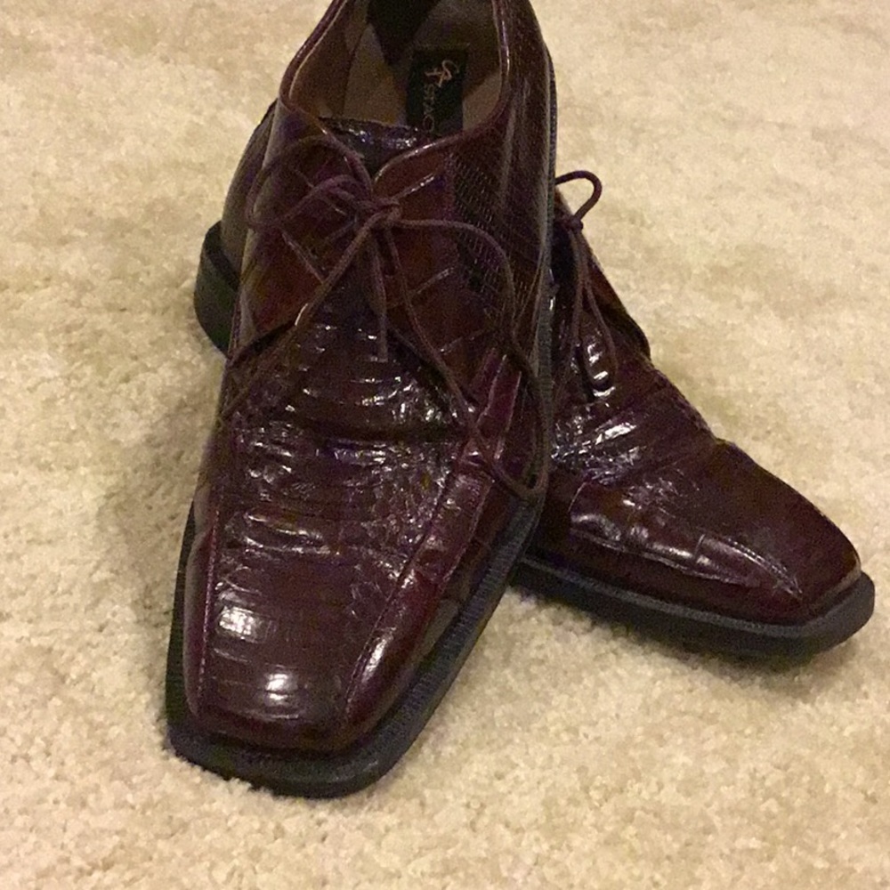 Stacy Adams Genune Snakeb& Leather Brown Shoes 9 M